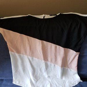 pink white and black blouse